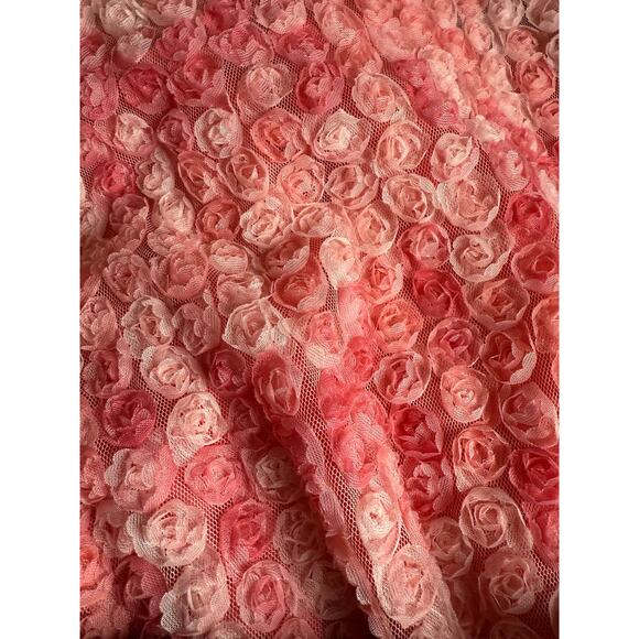 Unique Vintage Adorable Pink Mesh Rose Mini Skirt With Suspenders M 6 8 NWOT - Picture 7 of 8